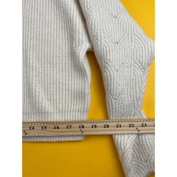 Elodie Sweater Pointelle Sleeve Ivory Womens XL Knit Pullover Crew Neck NWT - Picture 5 of 8